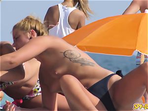 sizzling swimsuit teens panty bra-less hidden cam Spy Beach