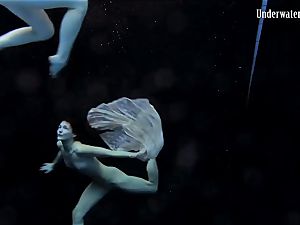 two ladies swim and get bare wonderful